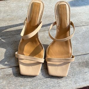 Jaggar The Label Nude Open Foot Square Toe With Two Strap Slide Heels